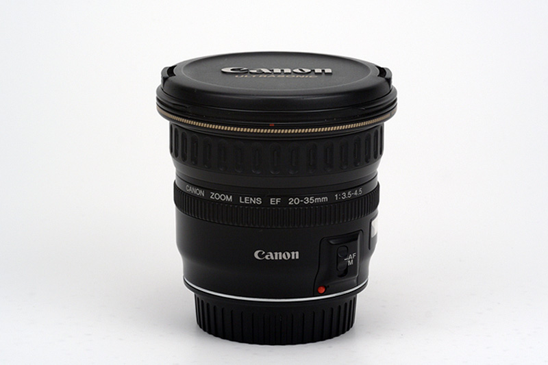 Canon EF 20-35mm F3.5-4.5 USM Side View with lens model inscription
